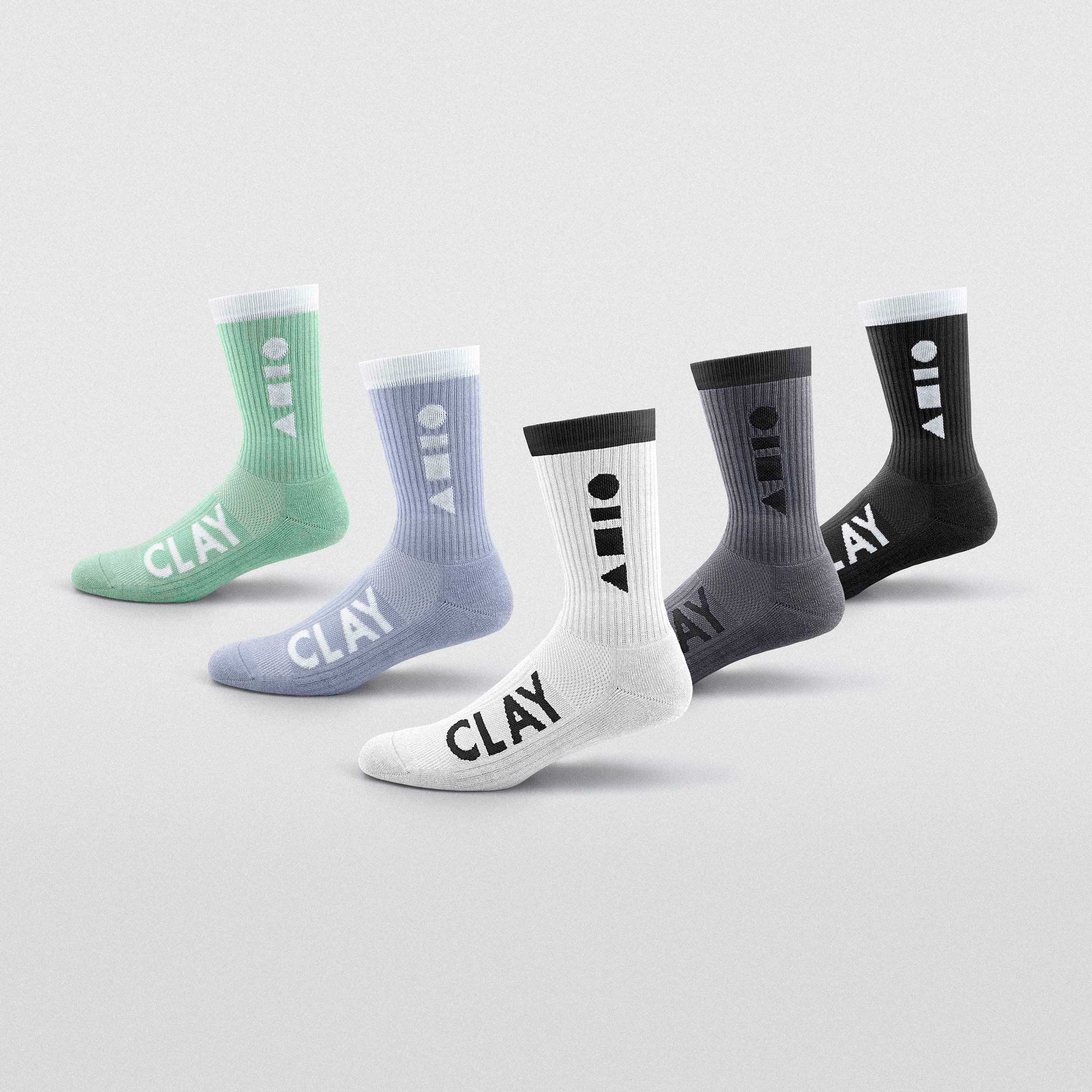 Clay Active crew socks boxset made for the gym, training, running, tennis and basketball. Made in Australia and ethically made with high quality combed cotton. Durable, breathable with excellent blister prevention.